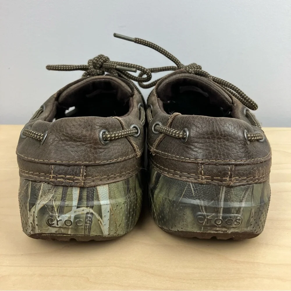 Crocs Men’s Size 9.0 Islander Pitcrew Brown Leather Camo Clogs Advantage Max-4HD